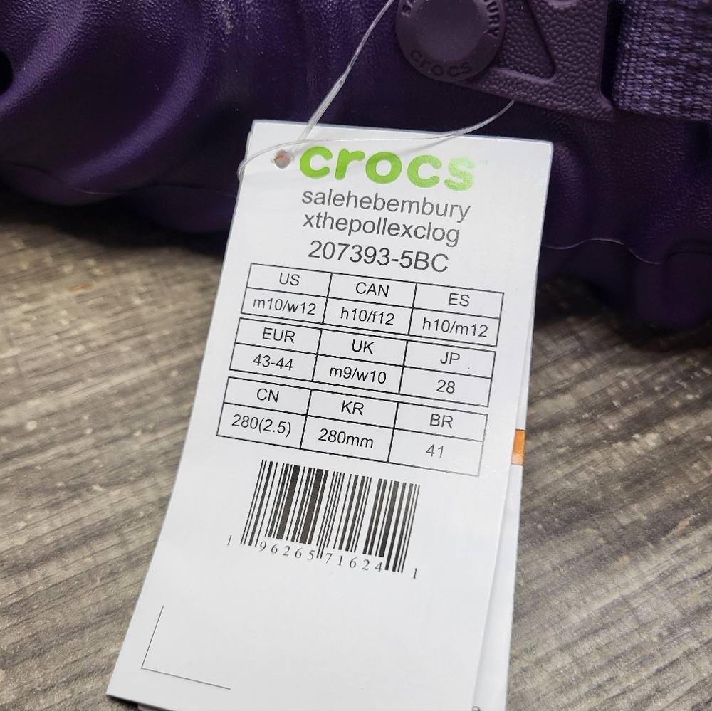 Crocs x Salehe Bembury Pollex Clog Purple 207393-5BC Men’s Size 10 New - Picture 8 of 8